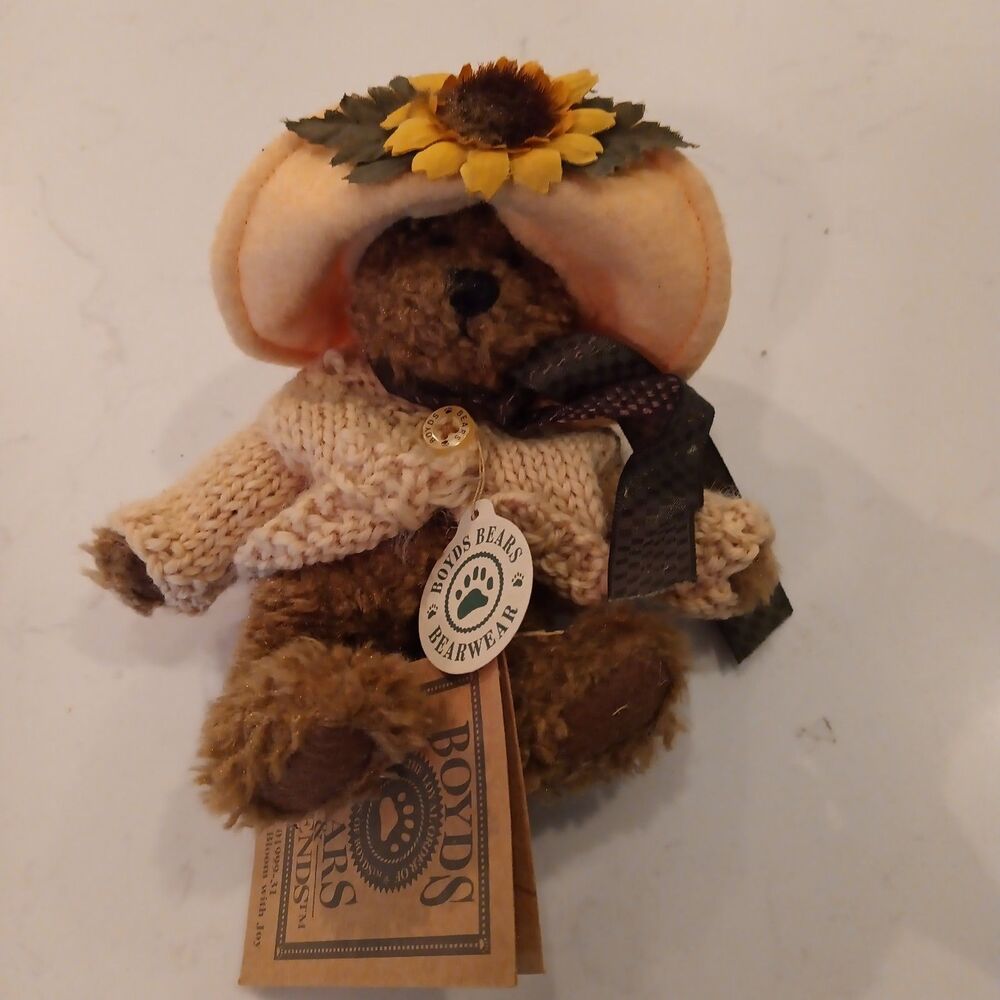 Boyds Bears & Friends Plush "FLORA MAE” Sunflower Hat-pin Included!  Retired ‘98